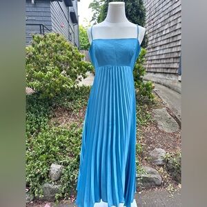 Abercrombie sky blue satin pleated mini dress.